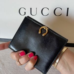 GUCCI Black Leather Horsebit Wallet Authentic